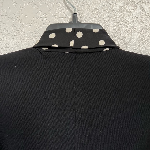 Zara Basic Blazer Black White Polka dots Scarf Business Casual Modern Jacket - Picture 6 of 10